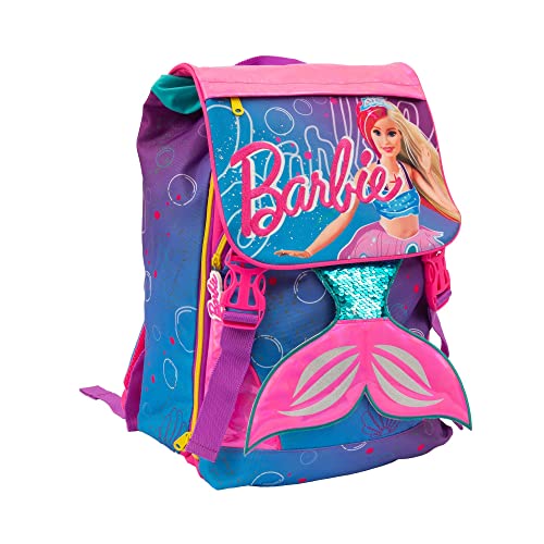 Giochi Preziosi - Zaino Estensibile Barbie C/Ganci, Pop-Up Coda Sirena, 2 Scomparti E Tasca Frontale, Schienale E Spallacci Imbottiti, Per La Scuola P