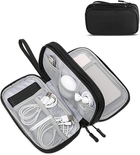 Borsa Organizer Per Cavi, 21 X 13 X 5 Cm, Per Hard Disk, Cavi, Caricabatterie, Usb, Scheda Sd (Nero)