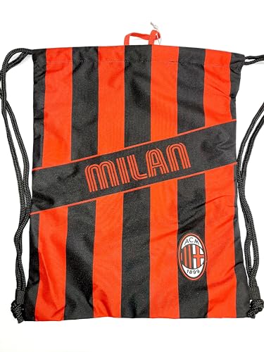 Seven - Sacca Zaino -A.C. Milan Calcio, Nero Rosso - Zaino Con Chiusura Coulisse - Sacca Easy Bag Sport - Zaino Sport Bambino
