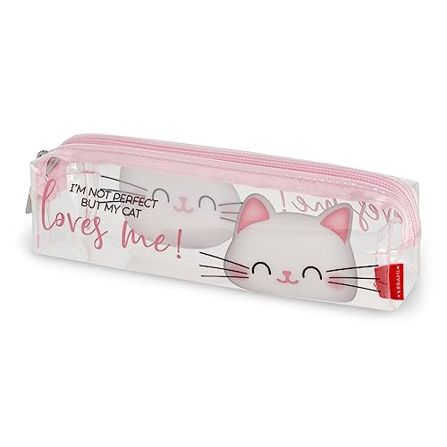 Legami - Astuccio Trasparente, Con Zip, Porta Penne, Capiente, 19,5X5,5 Cm, Tema Kitty