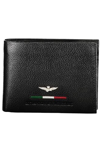 Aeronautica Militare Portafoglio Con Porta Monete In Pelle Nero