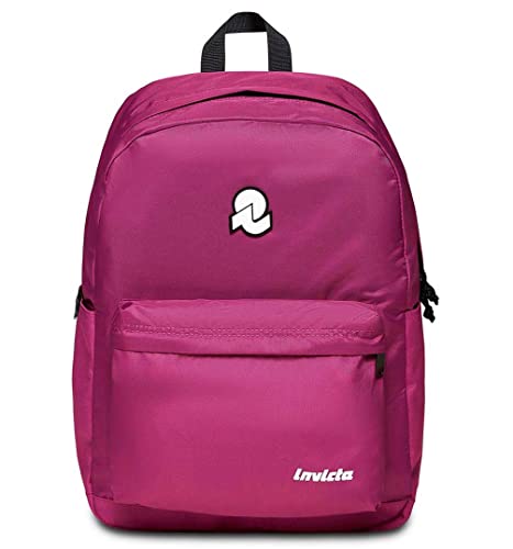 Invicta Zaino Scuola Carlson, Fucsia - Tasca Interna, Tasca Porta Pc, Tasche Laterali Porta Borraccia - Zaino Viaggio, Zaino Università - Eco Material