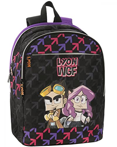 Lyon Gamer 67002, Zaino Organizzato Bambini E Ragazzi, Nero/Viola, Taglia Unica