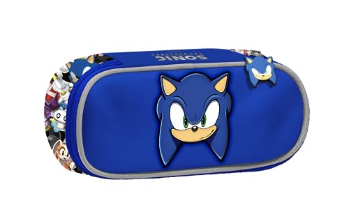 Thecartoonworld Astuccio Ovale A Bauletto Borsello Scuola - Sonic Due (Sonic)