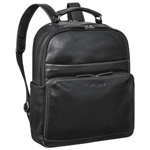 Stilord 'Landon' Zaino Porta Pc Vintage Pelle Business Backpack Da 14 Pollici Zaino Da Lavoro Grande Zaino Da Viaggio Con Sistema Trolley Cuoio Genuin