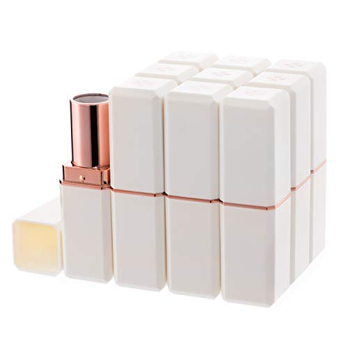 Allwon 10Pcs Bianco Vuoto Lipstick Tubes Diy Lip Balm Contenitore (Tubo Quadrato)