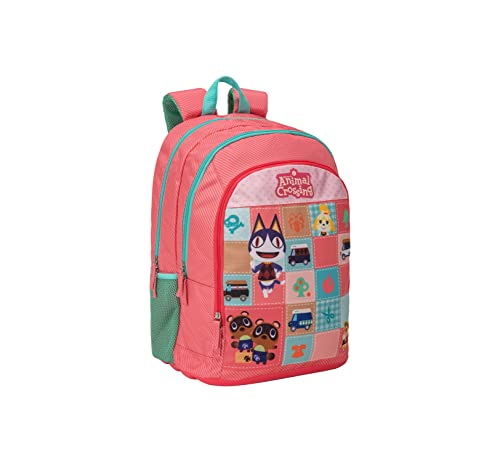 Nintendo - Zaino Scuola Ufficiale Animal Crossing, Zaino Bambina Con 2 Ampi Spazi, Tasca Frontale, Spallacci Regolabili E Imbottiti, Retro E Fondo Ter