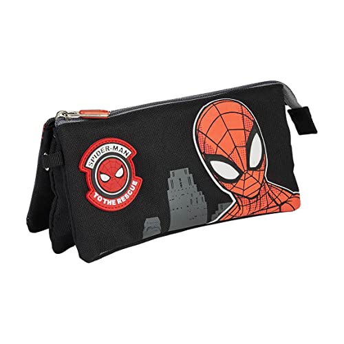 Cerdá Life'S Little Moments - Estuche Escolar 3 Compartimentos Niño De Spiderman, Podrá Llevar Todo El Material Escolar Necesario Para Primaria - Lice