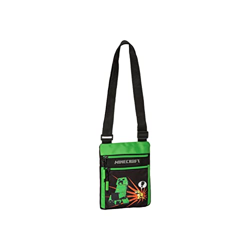 Minecraft - Tracolla Regolabile Con Chiusura Zip, Ideale Per Il Tempo Libero, Tasca Frontale Con Zip, Cm 22X5X13H