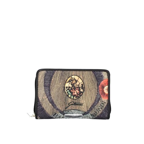 Portafoglio Donna Gattinoni Planetarium Medio Classico Nero Wallet Portafoglio Con Zip E Bottone Portamonete Portacarte Di Credito