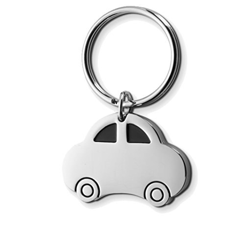 Silver Metal Keyring Stocking Filler Gift Portachiavi Ad Anello E Catena, 4 Cm, Argento (Car)
