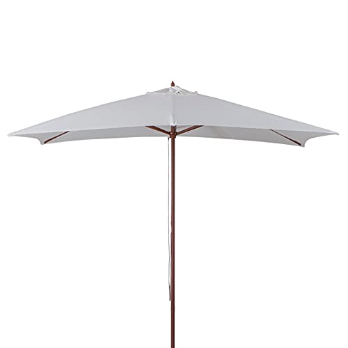 Verdelook Ombrellone In Legno A Carrucola, 3X2 M, Ecrù, Per Arredo Esterni Giardino