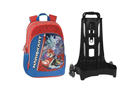 Mariokart , Zaino Organizzato Con Trolley Staccabile Unisex Bambini E Ragazzi, Rosso (Red), Taglia Unica