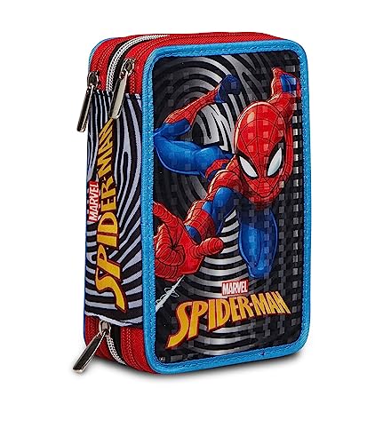 Astuccio 3 Zip Spider-Man The Greatest Heroe, Multicolore, Completo Di Matite, Pennarelli Etc.., Scuola & Tempo Libero
