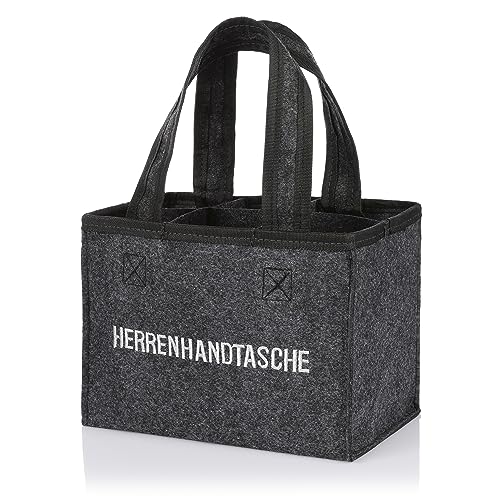 Nordstern Borsa Da Uomo In Feltro – Portabottiglie Alla Moda Per 6 Bottiglie – Grigio Con Divisori – Pieghevole – 20 X 13 X 15 Cm, Grigio., Borsa Per 