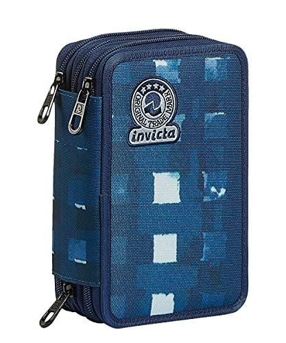 Invicta Astuccio Scuola 3 Zip, Blu, Triplo Scomparto Completo Di Matite, Penne E Pennarelli, Accessori Scuola, Accessori Zaini, Scuola, Bambini E Raga