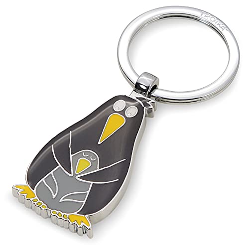 Troika Portachiavi A Forma Di Pinguino E Pingu In Smalto/Metallo Di Colore Argento/Nero/Giallo, Dimensioni: 8,2 X 3,5 X 0,5 Cm, Kr21-07/Ch