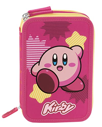 Kirby Con Penna Frixion, Astuccio Corredo 3 Zip Unisex Bambini E Ragazzi, Rosa (Pink), 68119