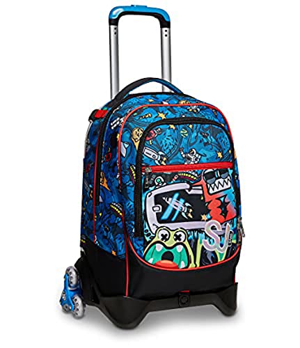 Trolley Scuola Sj Jack 3 Ruote - Wondrous Boy Bambino - Blu - Zaino Sganciabile - Doppio Uso