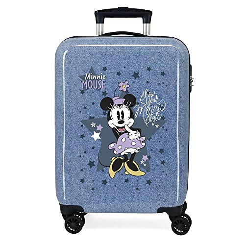 Valigia Da Cabina Disney Minnie Style Blu 38X55X20 Cm Rigida Abs Chiusura A Combinazione Laterale 34L 2 Kg 4 Doppie Ruote Bagaglio A Mano