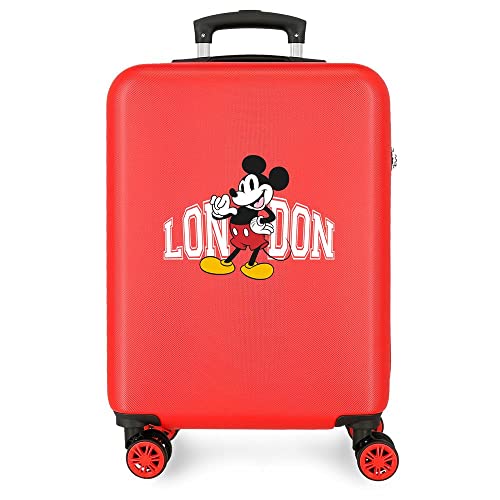 Valigia Da Cabina Disney Topolino E Minnie Viaggio A Londra Rosso 38X55X20 Cm Abs Rigido Chiusura A Combinazione Laterale 35L 2 Kg 4 Doppie Ruote Baga