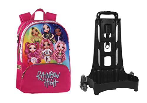 Franco Cosimo Panini Editore 66947, Zaino Org Trolley Staccabile New Rainbow High Unisex Bambini E Ragazzi, Rosa (Pink), Taglia Unica