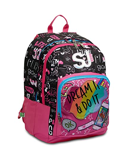 Zaino Scuola Sj Advanced – Dream & Do Girl - Bambina - Doppio Scomparto - Multicolore - Flip System
