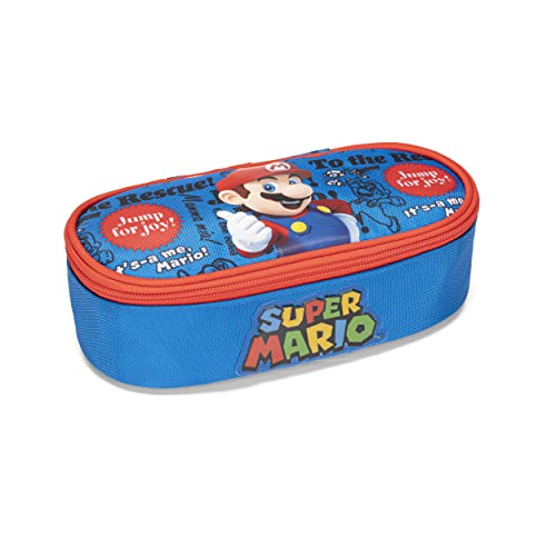Supermario - Astuccio Ovale Organizzato, Bambina E Bambino, Con Cerniera E Tirazip - Astuccio Scuola Con Vano Interno Per Cancelleria E Spazio Portape