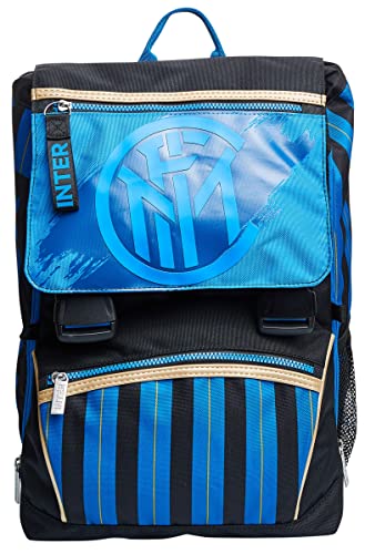 Seven Zaino Scuola Estensibile Inter, Nero Blu Nerazzurro, Zaino Doppio Scomparto Con Tasca Porta Borraccia E Tasca Porta Pallone, Zaini Inter, Scuola