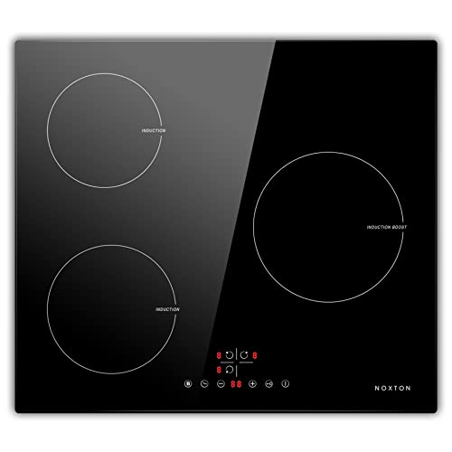 Noxton Piano Cottura Induzione 3 Fuochi Piastra Ad Elettrico 59Cm Tocca Il Controllo Funzione Impulso Timer 9 Livello Di Potenza Spegnimento Automatic