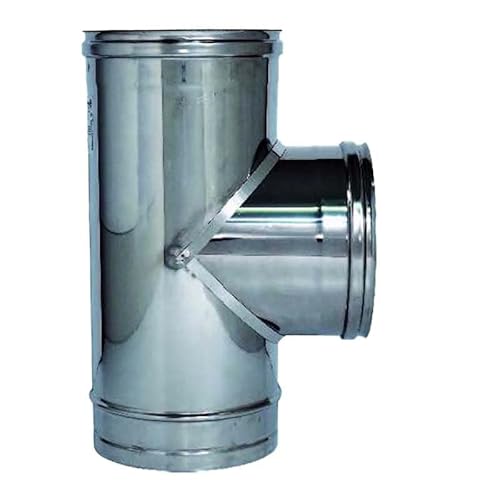 Raccordo A T In Acciaio Inox Ø 8 Cm Per Stufe E Camini Con Tappo Di Ispezione