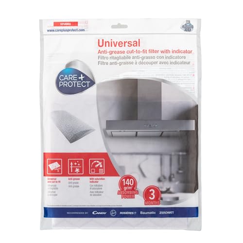 Care + Protect Filtro Cappa Ritagliabile Anti-Grasso, Universale, Con Indicatore Di Saturazione, Professionale, Auto-Estinguente, Lunga Durata, 47 X 9