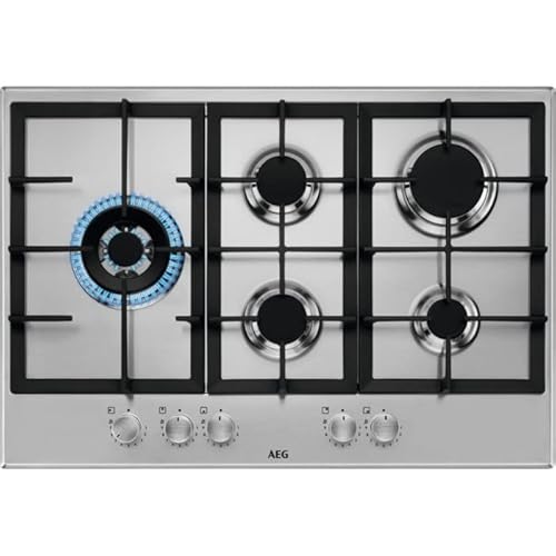Aeg Hgb75520Sm Piano Cottura A Gas Slim Line 75 Cm 5 Bruciatori Inox