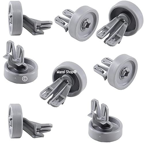 Marel Shop® - Kit 8 Pezzi Ruote Rotelline Per Cesto Inferiore Lavastoviglie Compatibile Con Whirlpool Ignis Bauknecht Per Modelli: Adg686Fd - Adg8732W
