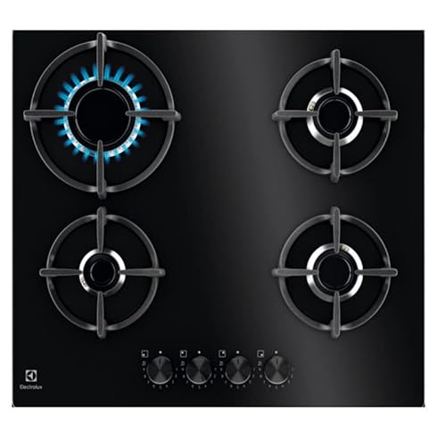 Piano Cottura 4 Fuochi A Gas 60 Cm Vetro Nero Egg64272K
