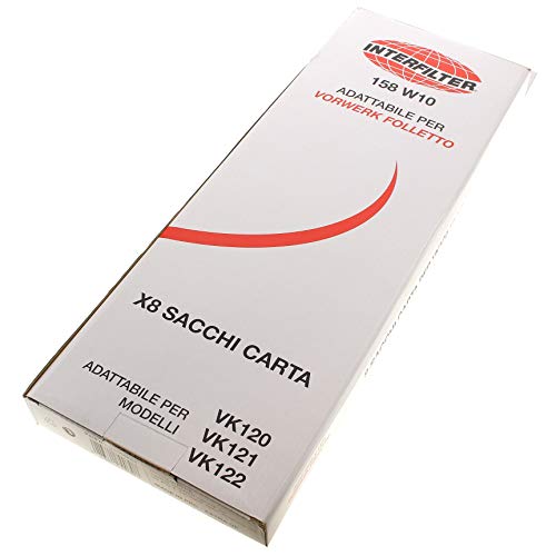 Sacchetti In Carta 8 Pz Per Vorwerk-Folletto Vk118 Vk119 Vk120 Vk121 Vk122
