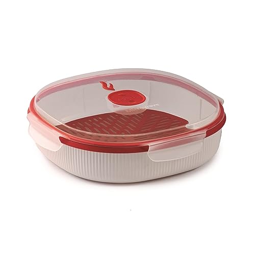 Snips | Vaporiera Per Microonde | 2 Lt | Colore Bianco | Linea Tempozero | 24,5 X 24,5 X 7 Cm| Bpa Free| Made In Italy