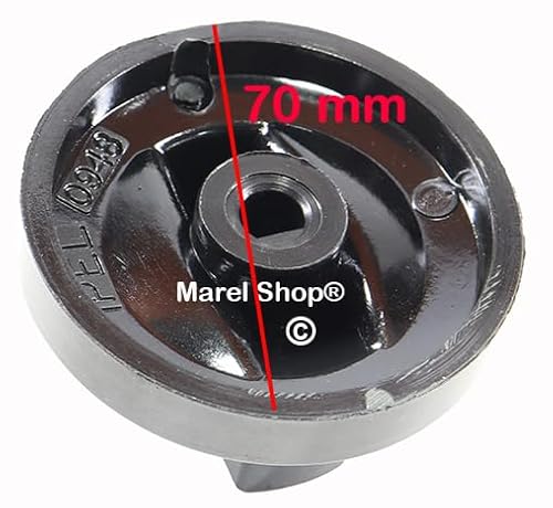 Marel Shop® - Manopola Cucina Friggitrice Cuoci Pasta Ristorazione Professionale Attacco Mezza Luna 10 X 7,5 Mm Esterno 70 Mm Compatibile Con Vari Mar