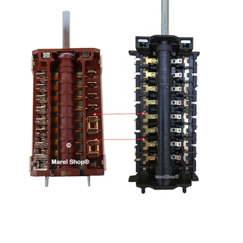 Marel Shop® - Interruttore Selettore Commutatore Per Forno Compatibile Con Smeg 6+5 Contatti 0+2 Scatti 4034/6A Per Modelli: Alfa135B1,Alfa135Bm,Dry50