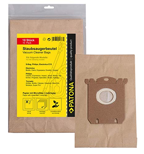 Patona 10X Sacchetti Per Aspirapolvere Carta Compatibile Con Philips Fc 8380...8399-Impact Hr 8300...8349-Expression