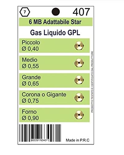 Kit 5 Ugelli Iniettori A Gas Bombola Gpl Per Cucine E Piani Cottura 6 Mb