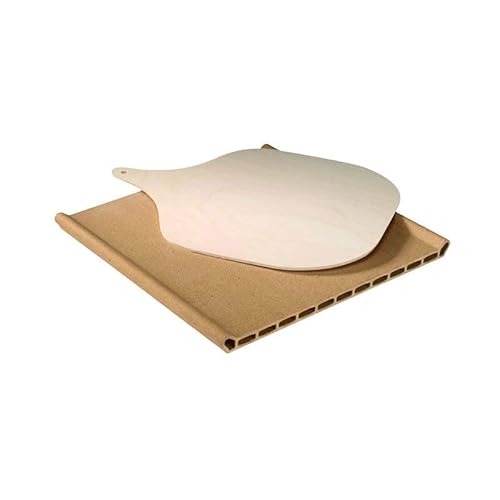 Jcspares® - Teglia Pietra Refrattaria Terracotta 345X350 Mm Cottura Forno Pizze Con Pala E Ricettario Inclusi Compatibile Con Whirlpool