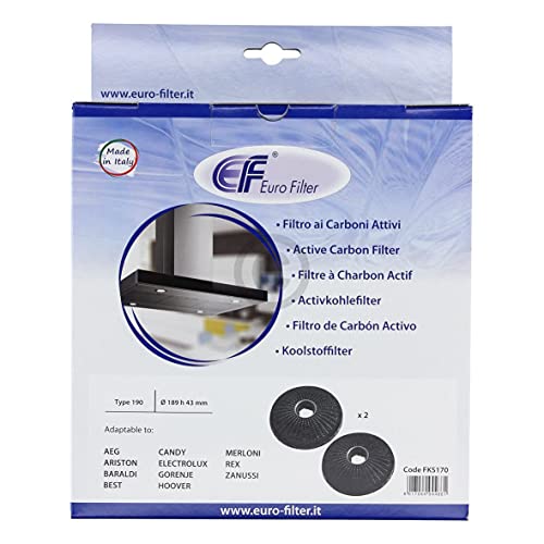 Eurofilter Filtro Al Carbone Come Bosch 00796390 Dhz5276, Diametro 189 Mm, Per Cappa Aspirante, 2 Pezzi