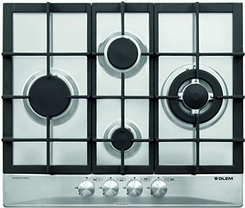 Glem Gas Piano Cottura Gas Incasso 4 Fuochi Larghezza 60 Cm Acciaio Inox Gt645Ix