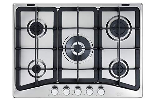 Delonghi Pfi 57 Gh Piano Cottura 5 Fuochi Con Doppia Corona Gas Incasso 68 Cm Griglie In Ghisa Inox
