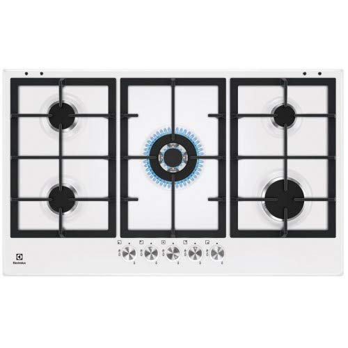 Electrolux - Piano Cottura A Gas Kgs 9536 W Finitura Bianco E Manopole Inox Da 90 Cm