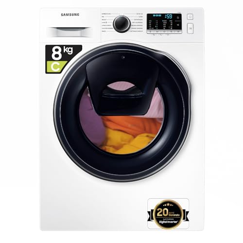 Samsung Lavatrice Slim Addwash™ Ww8Nk52E0Vw/Et, Libera Installazione, 8 Kg, 1200 Rpm, Classe C, Vapore, Carica Frontale, 60L X 85H X 45P Cm