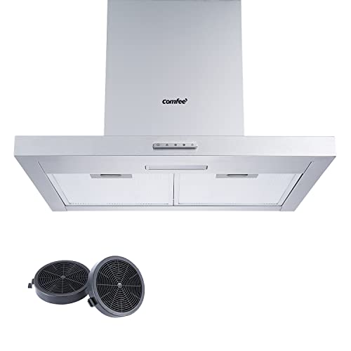 Comfee' Cappa Aspirante 60 Tshm17Ss-60 Acciaio Inossidabile Cappa Cucina Con Led, Sistema Di Ricircolo E Canalizzazione E Filtri A Carbone