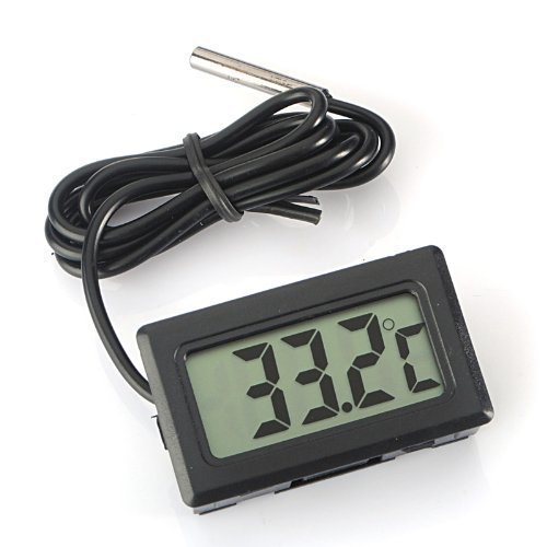 Wingoneer Termometro Digitale Lcd Monitor Di Temperatura Con Sonda Esterna Per Piccolo Freezer Frigorifero Aquarium - Nero