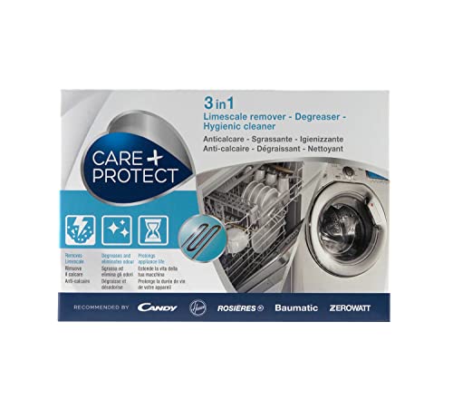Care + Protect 3In1 Anticalcare, Sgrassante E Igienizzante, Per Lavastoviglie E Lavatrice, Universale, Originale, Professionale, In Polvere, 12 Bustin